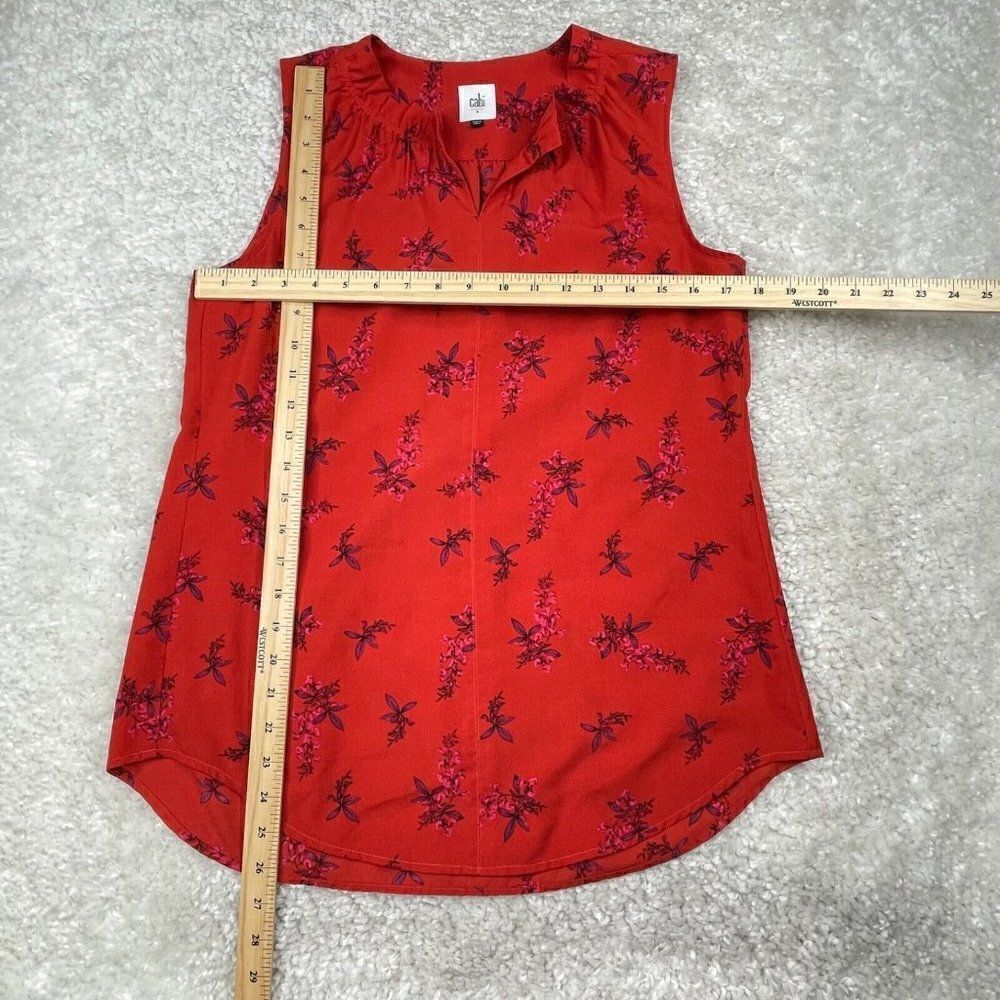 Cabi Red Floral Sprig Sleeveless Blouse Top - Picture 8 of 8